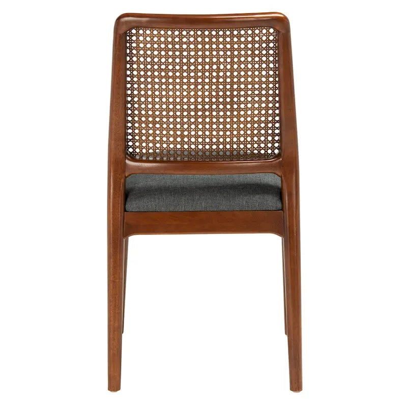 Chaise de salle à manger en rotin et tissu d'ameublement