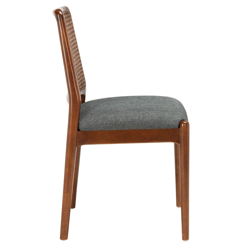 Chaise de salle à manger en rotin et tissu d'ameublement