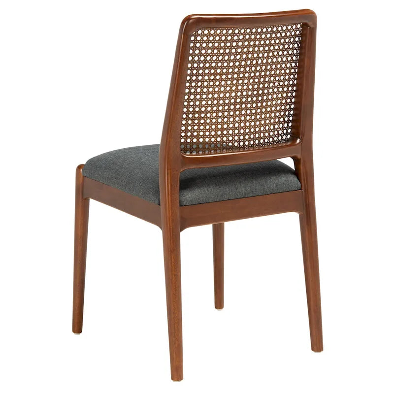 Chaise de salle à manger en rotin et tissu d'ameublement