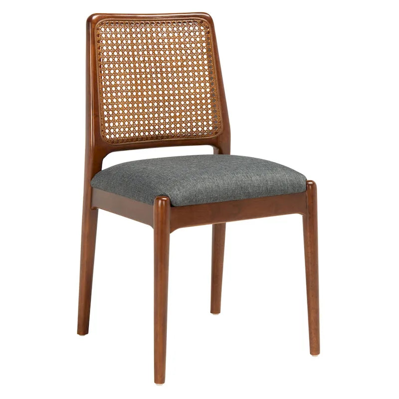 Chaise de salle à manger en rotin et tissu d'ameublement