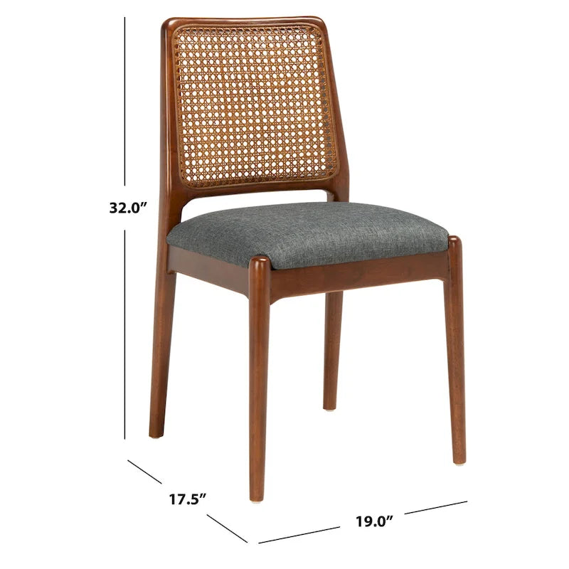 Chaise de salle à manger en rotin et tissu d'ameublement