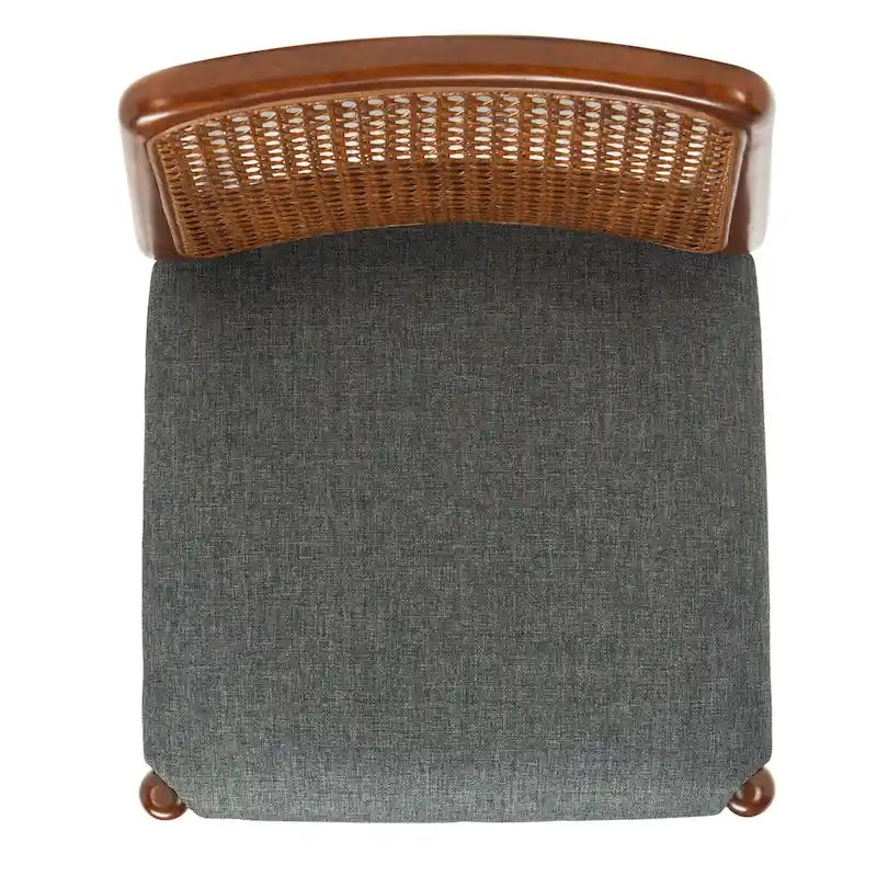 Chaise de salle à manger en rotin et tissu d'ameublement