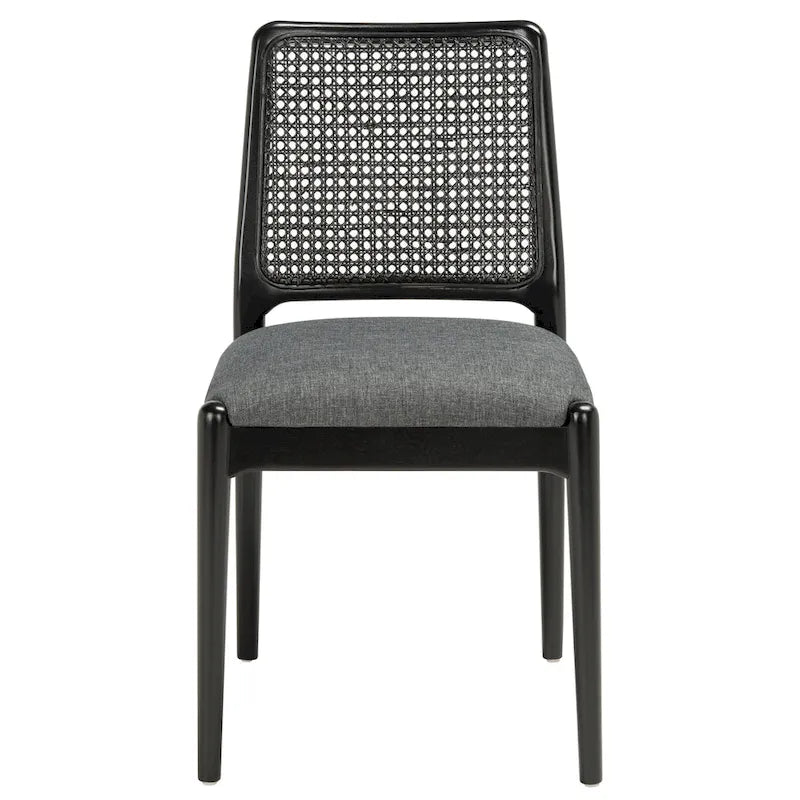 Chaise de salle à manger en rotin et tissu d'ameublement