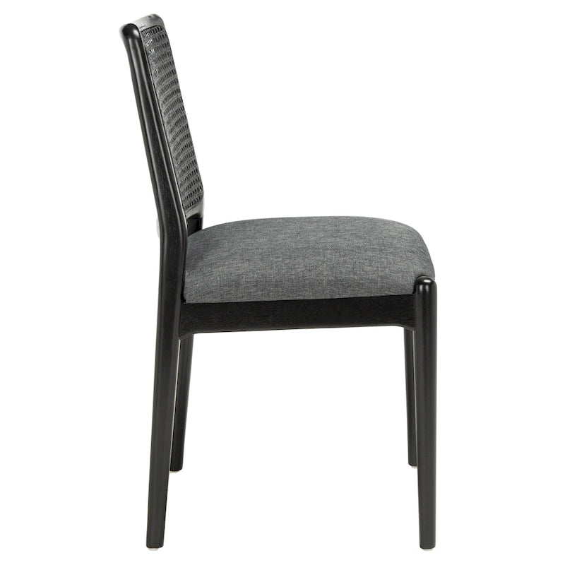 Chaise de salle à manger en rotin et tissu d'ameublement