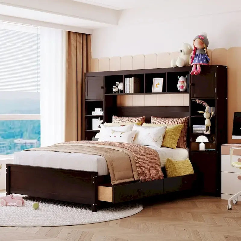 Lit en bois pleine grandeur