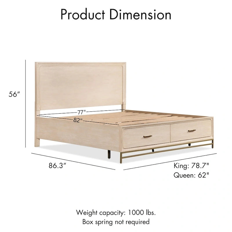 Ensemble de chambre à coucher trois pièces en bois massif comprenant un lit et deux tables de chevet