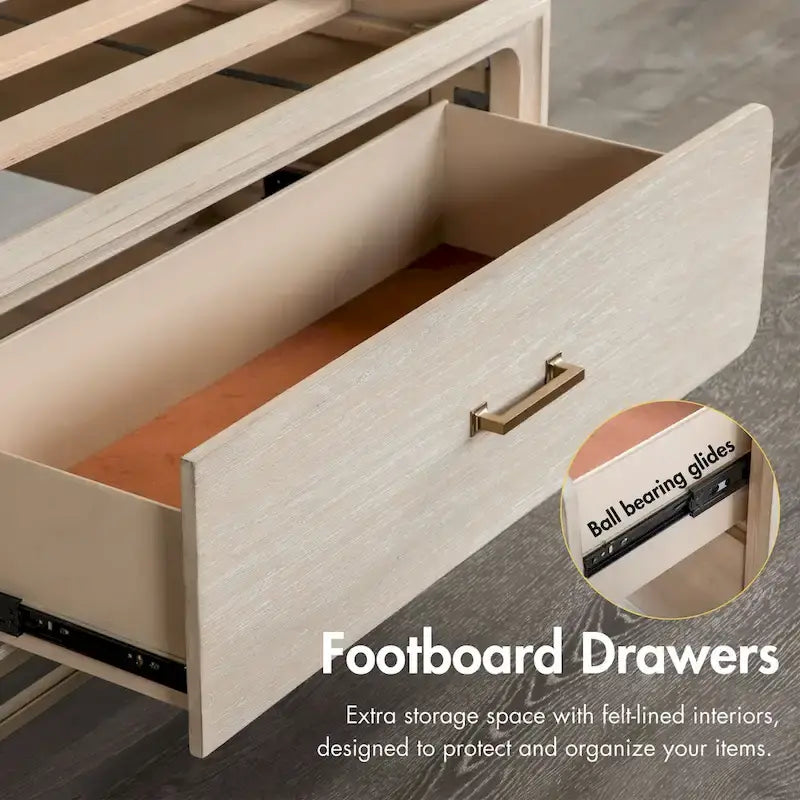Ensemble de chambre à coucher trois pièces en bois massif comprenant un lit et deux tables de chevet