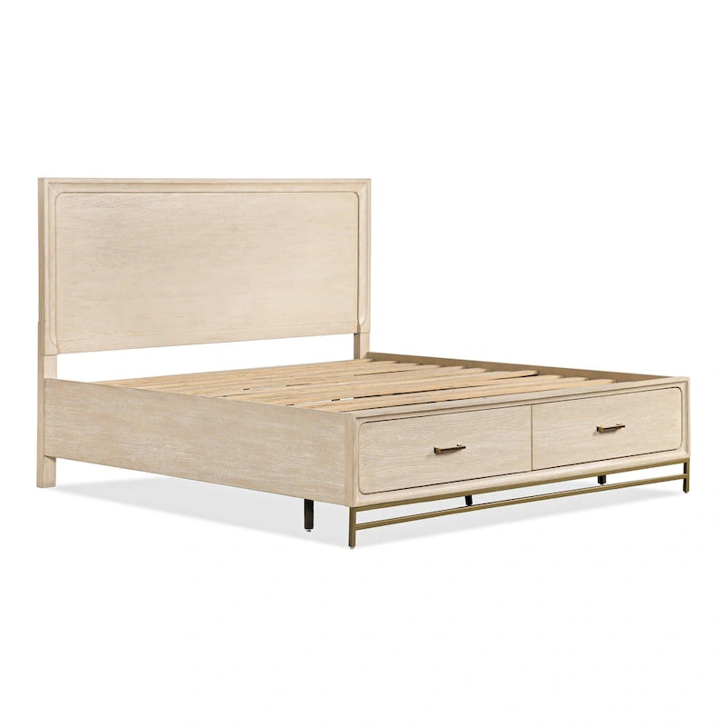 Ensemble de chambre à coucher trois pièces en bois massif comprenant un lit et deux tables de chevet