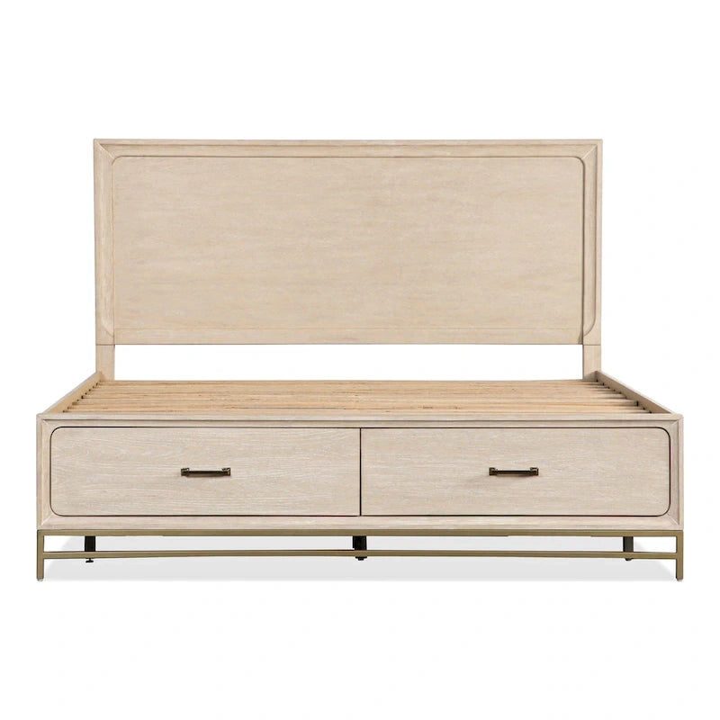 Ensemble de chambre à coucher trois pièces en bois massif comprenant un lit et deux tables de chevet