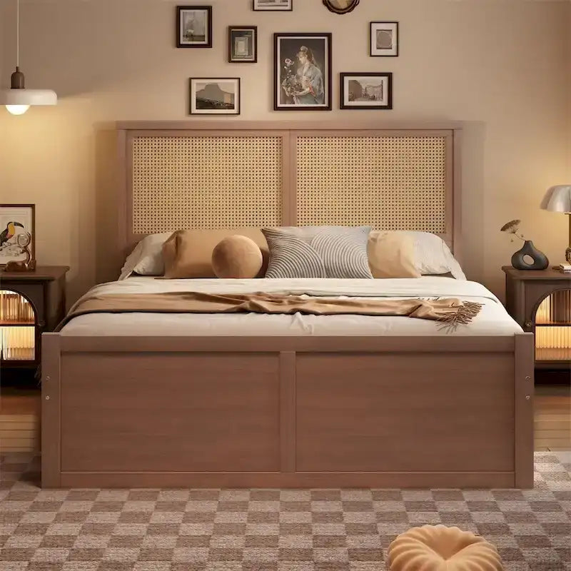 Lit plate-forme de rangement en bois