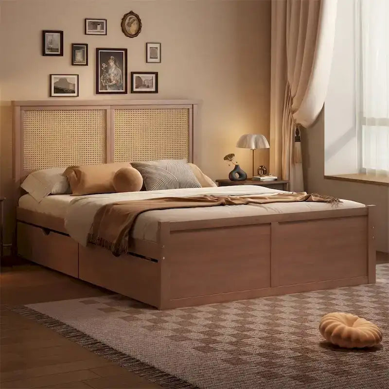 Lit plate-forme de rangement en bois