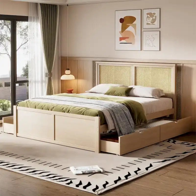 Lit plate-forme de rangement en bois