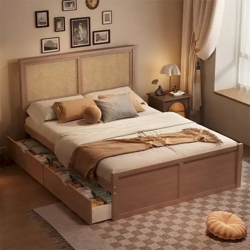 Lit plate-forme de rangement en bois