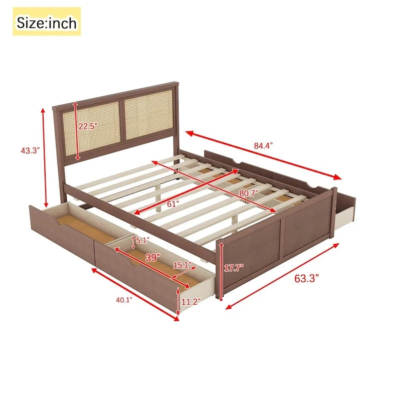 Lit plate-forme de rangement en bois