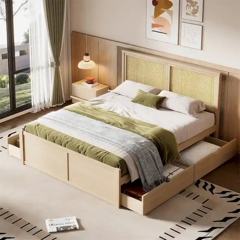 Lit plate-forme de rangement en bois
