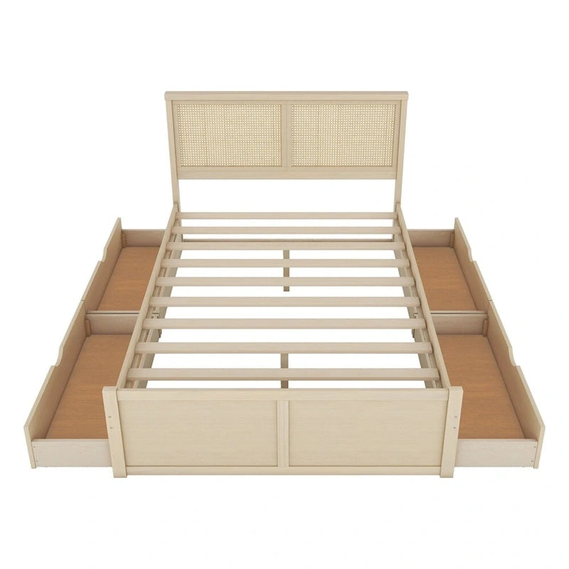 Lit plate-forme de rangement en bois