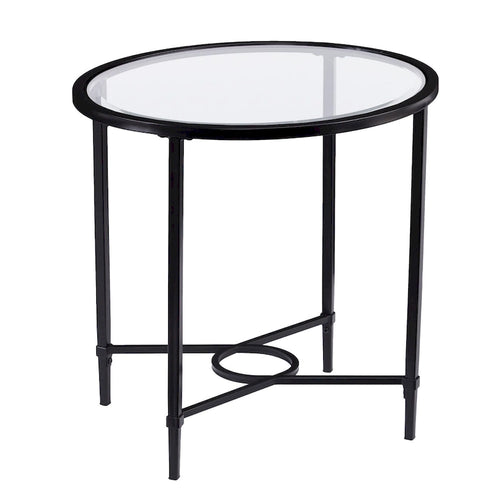 Table basse ovale en verre noir et transparent