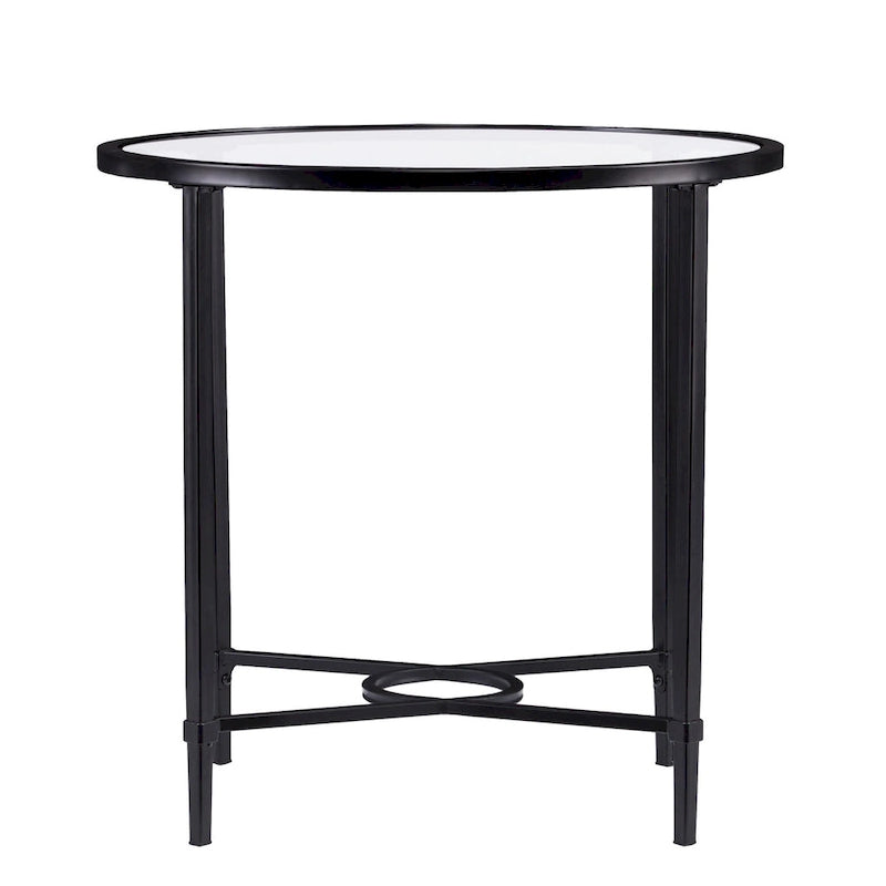 Table basse ovale en verre noir et transparent