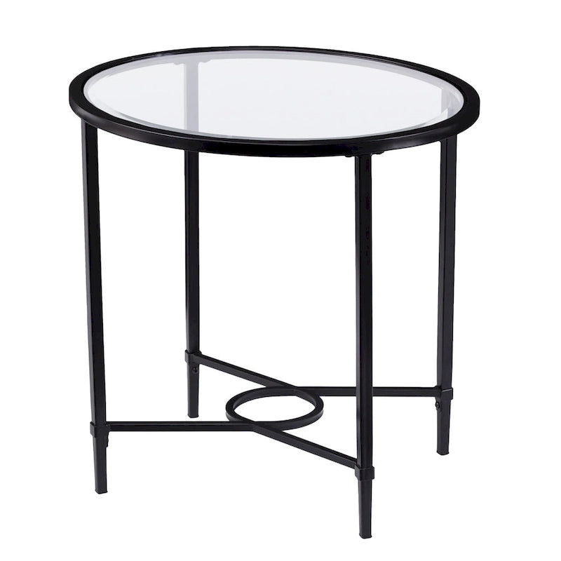 Table basse ovale en verre noir et transparent