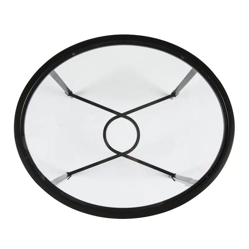 Table basse ovale en verre noir et transparent