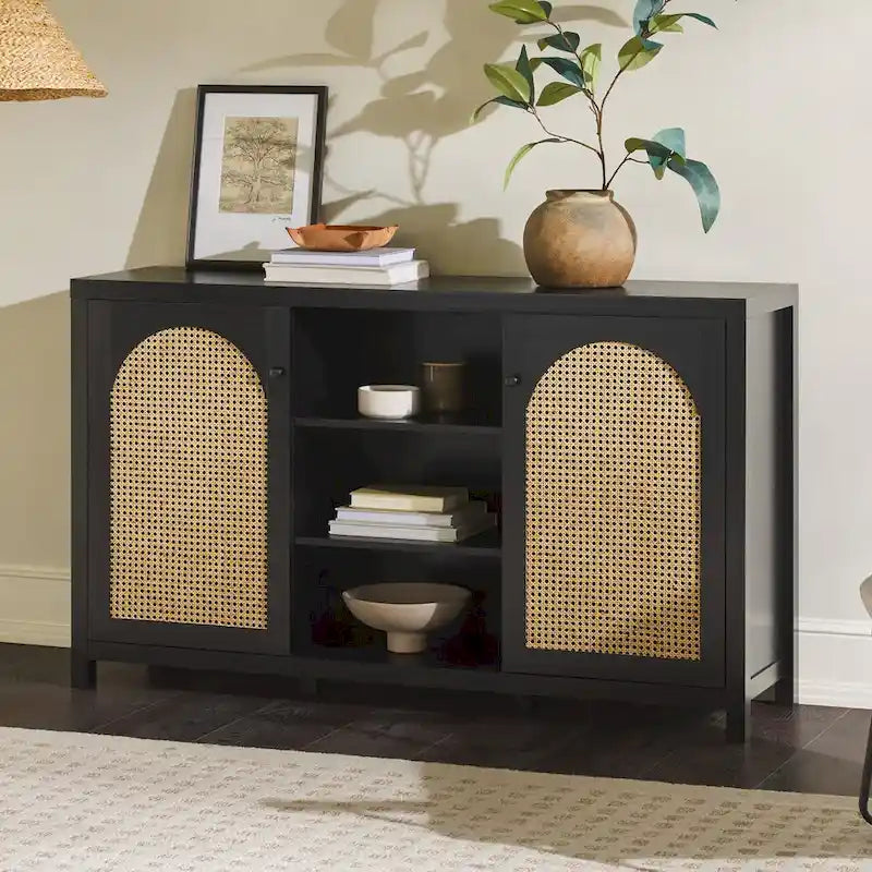 Meuble d'appoint double porte de style transitionnel