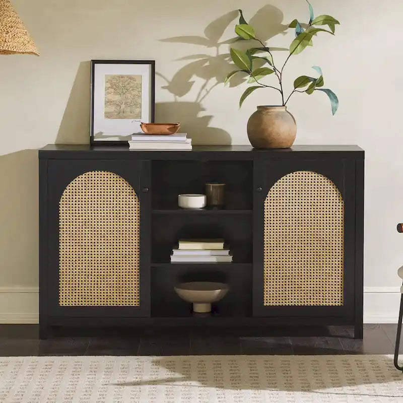 Meuble d'appoint double porte de style transitionnel