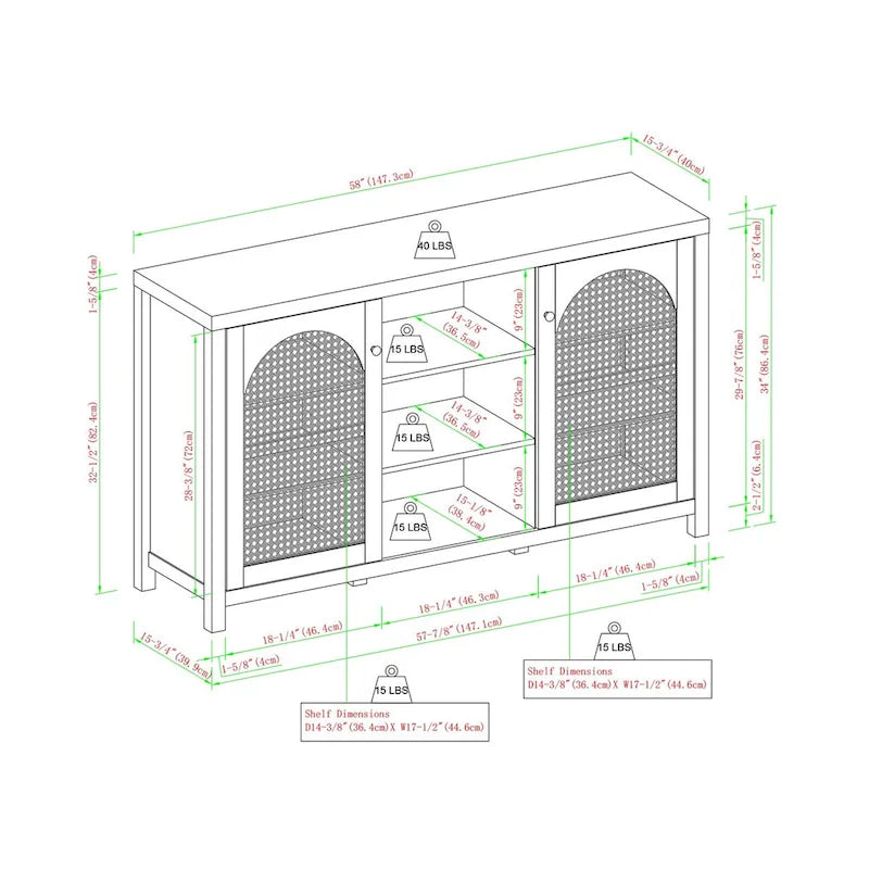 Meuble d'appoint double porte de style transitionnel