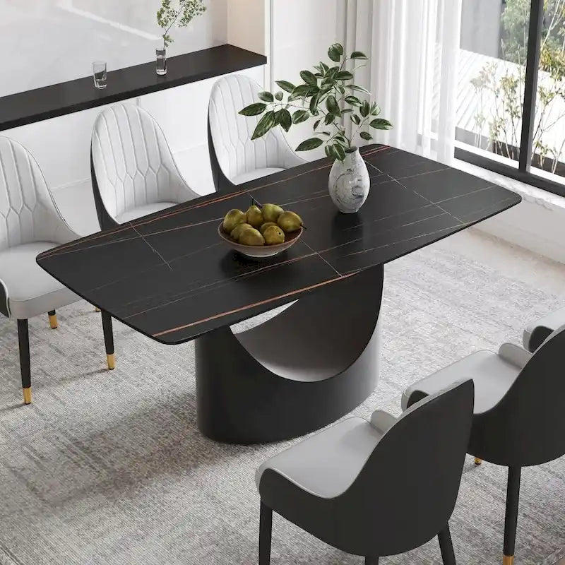 Plateau de table en pierre frittée imitation marbre