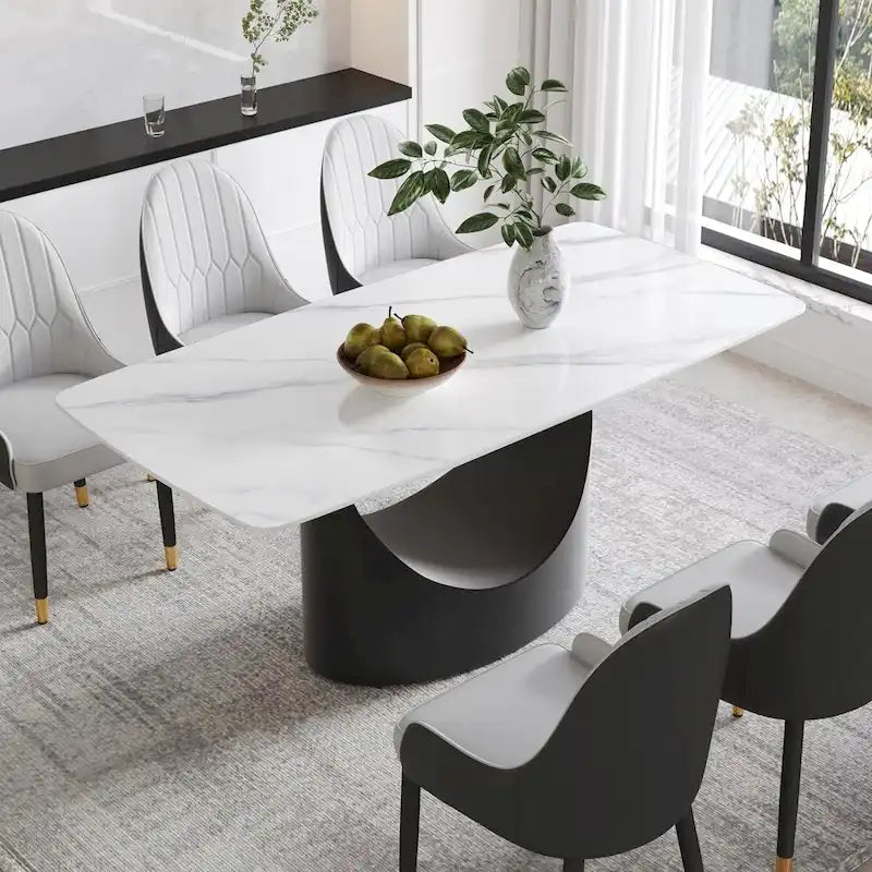 Plateau de table en pierre frittée imitation marbre