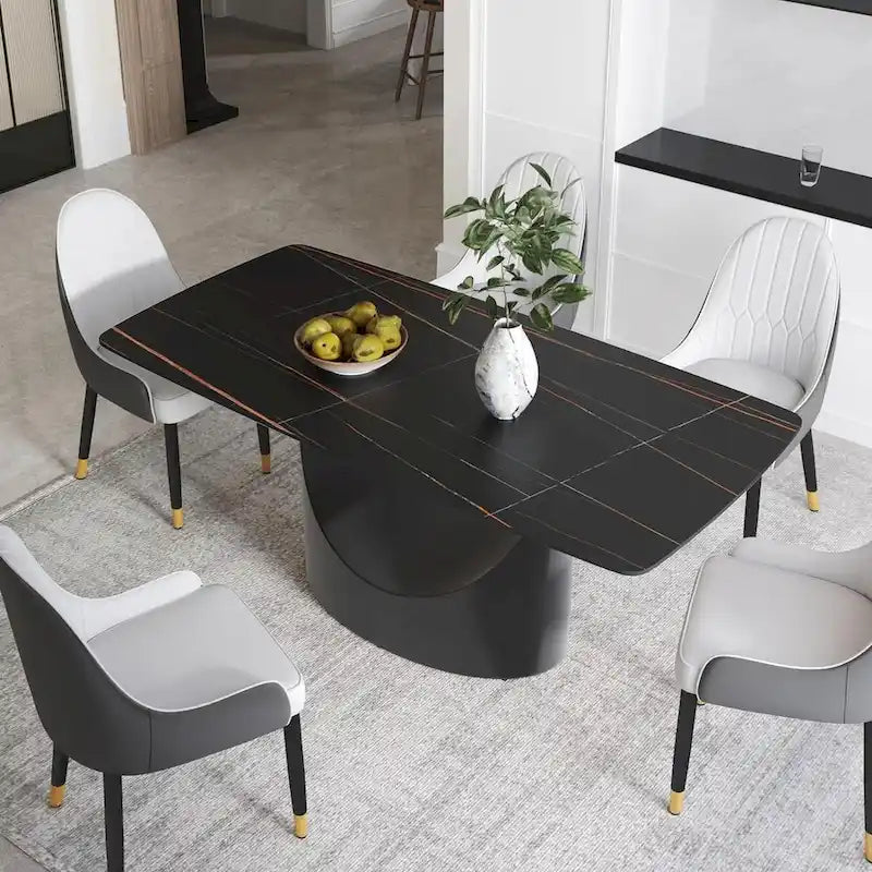 Plateau de table en pierre frittée imitation marbre