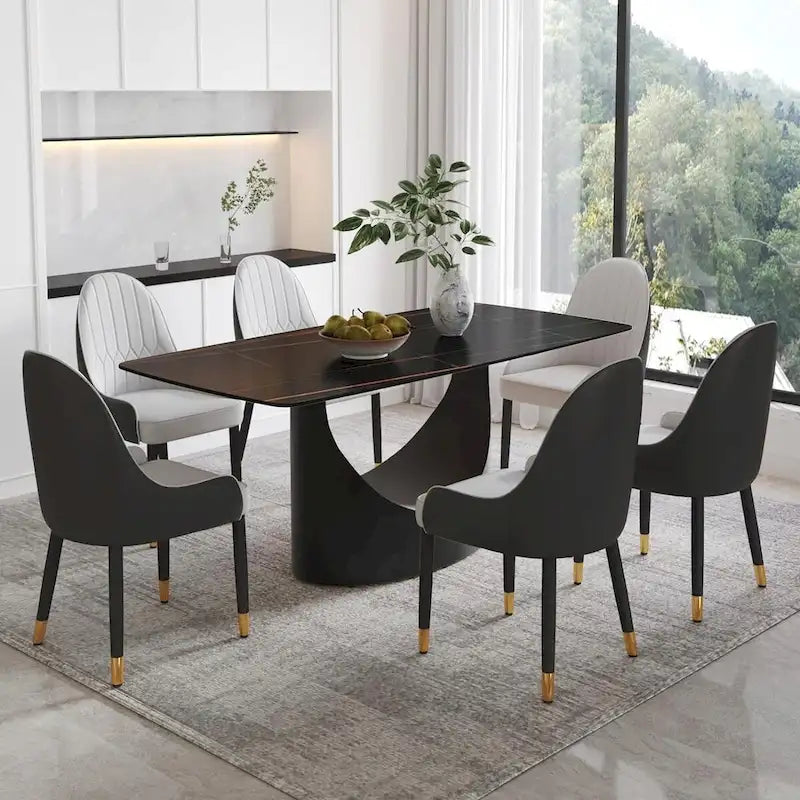 Plateau de table en pierre frittée imitation marbre