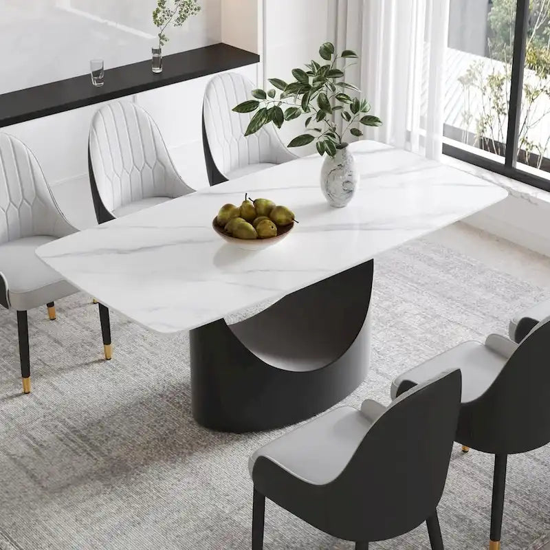 Plateau de table en pierre frittée imitation marbre
