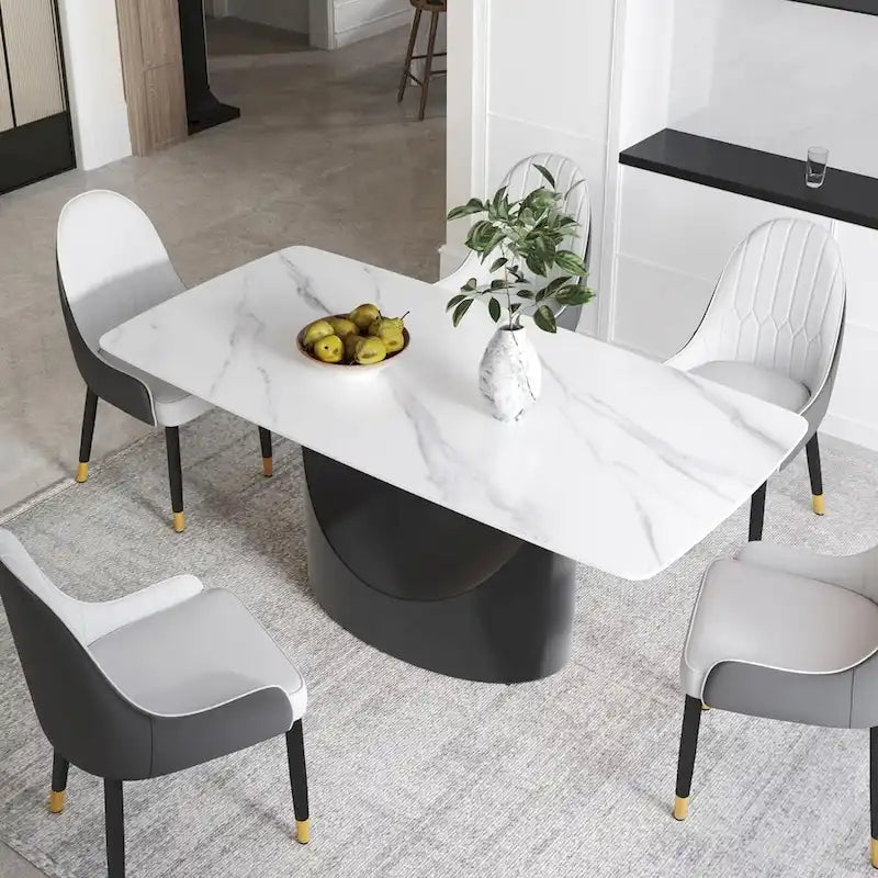 Plateau de table en pierre frittée imitation marbre