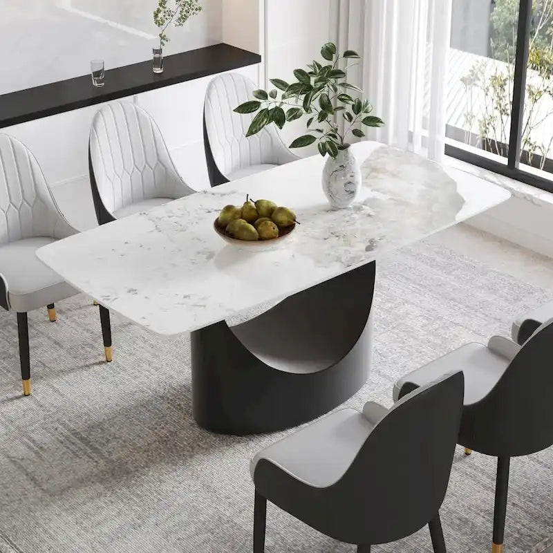 Plateau de table en pierre frittée imitation marbre