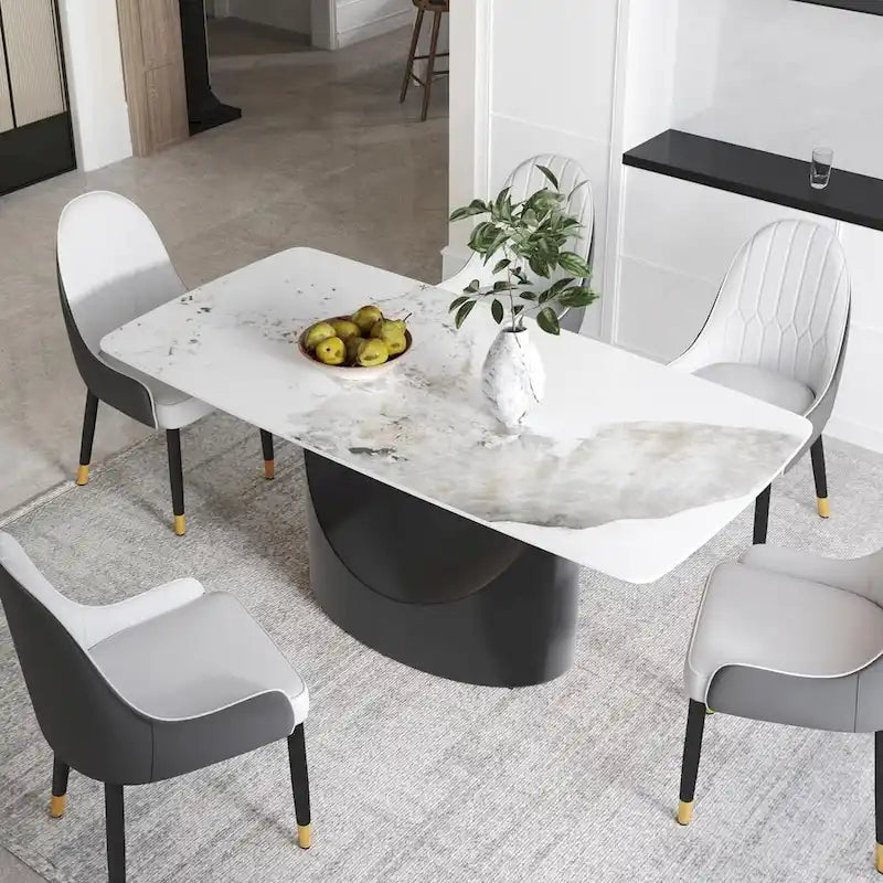 Plateau de table en pierre frittée imitation marbre