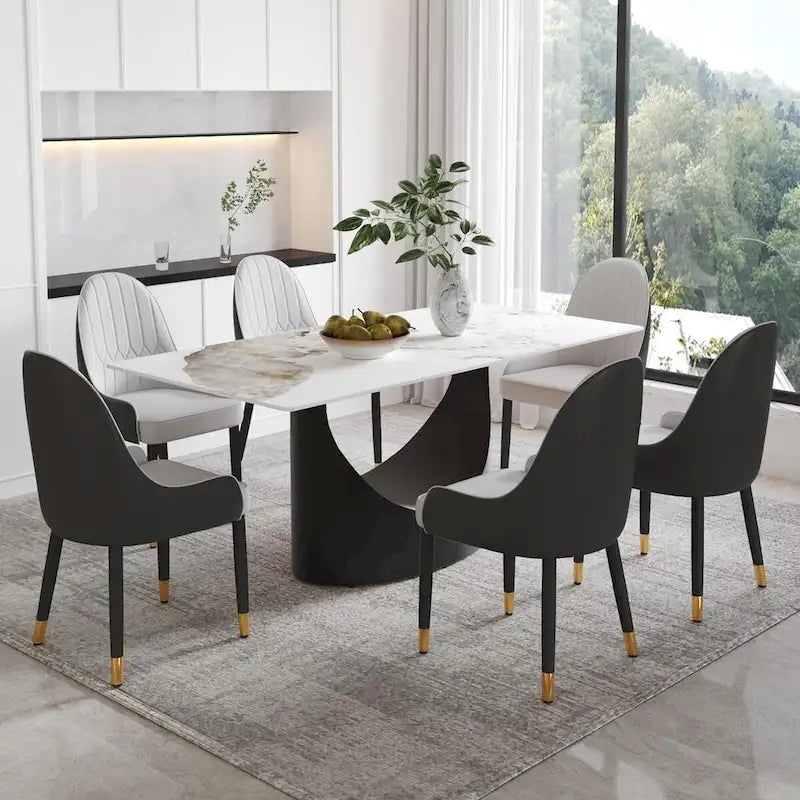 Plateau de table en pierre frittée imitation marbre