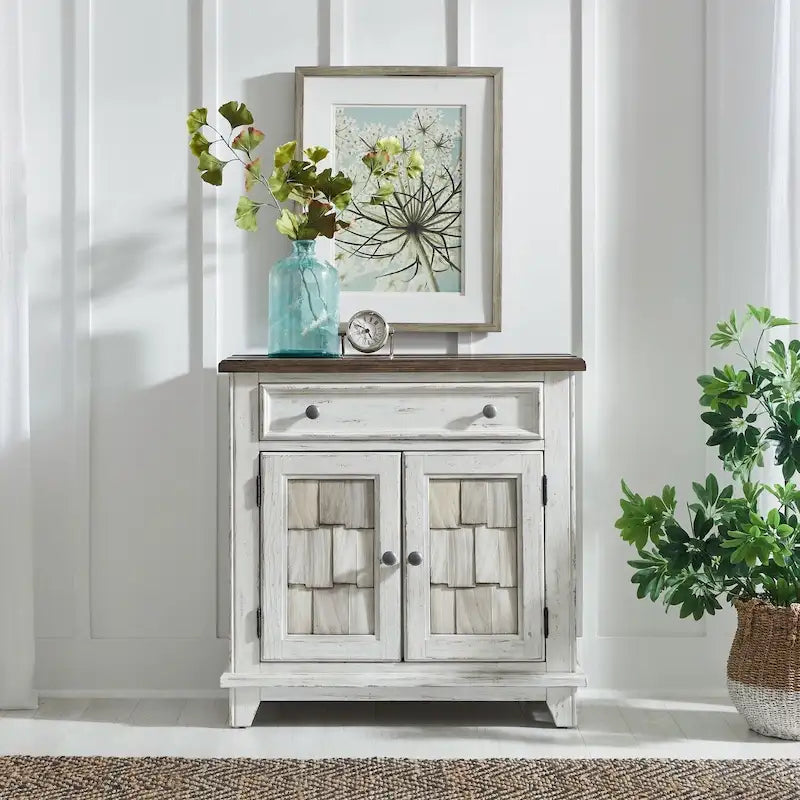 Meuble d'appoint blanc et tabac