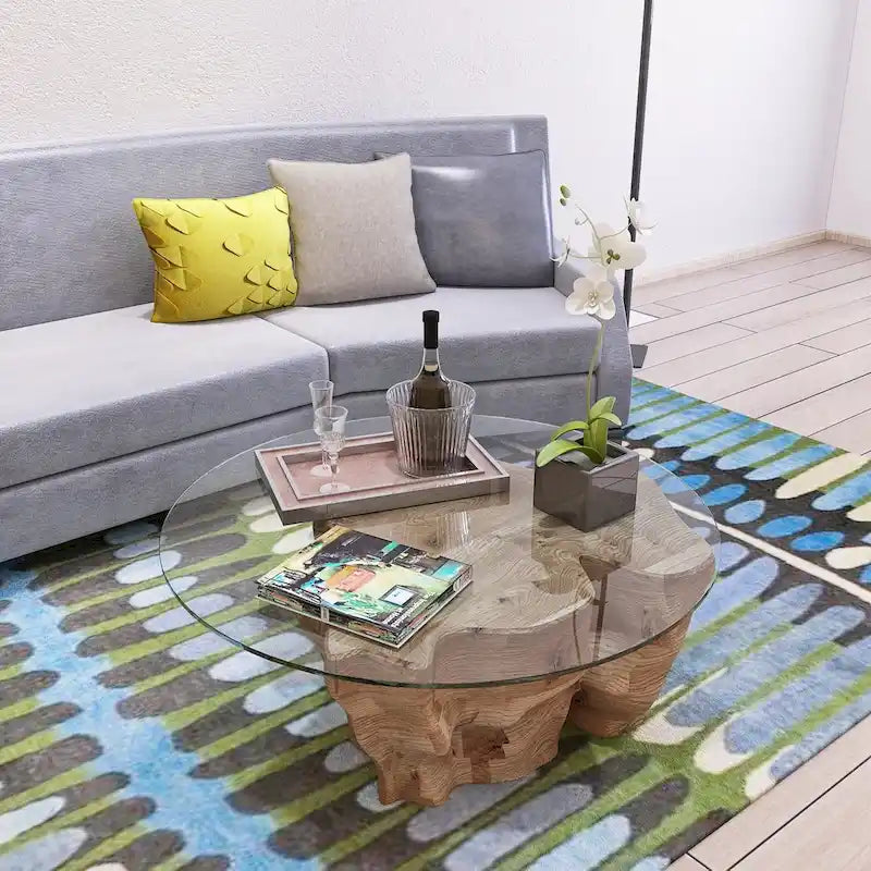 Dessus de table rond en verre trempé