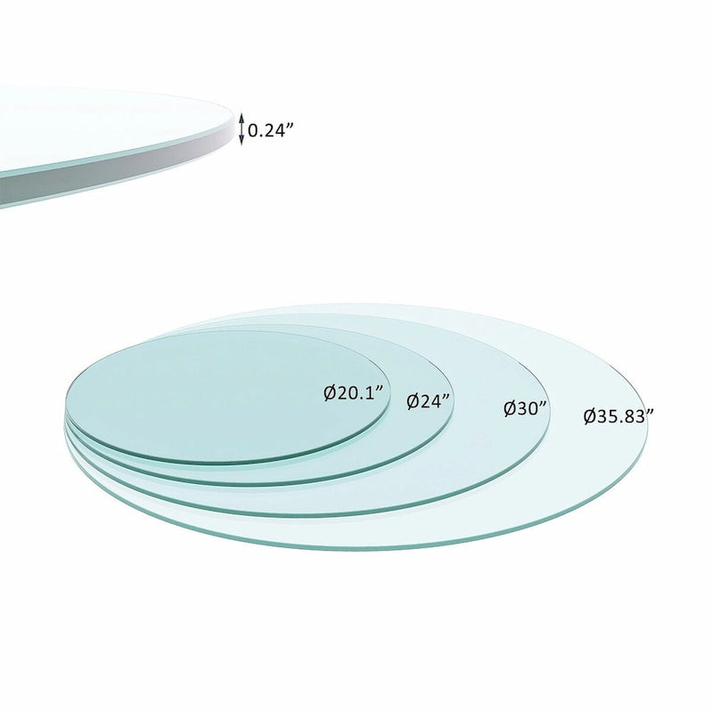 Dessus de table rond en verre trempé