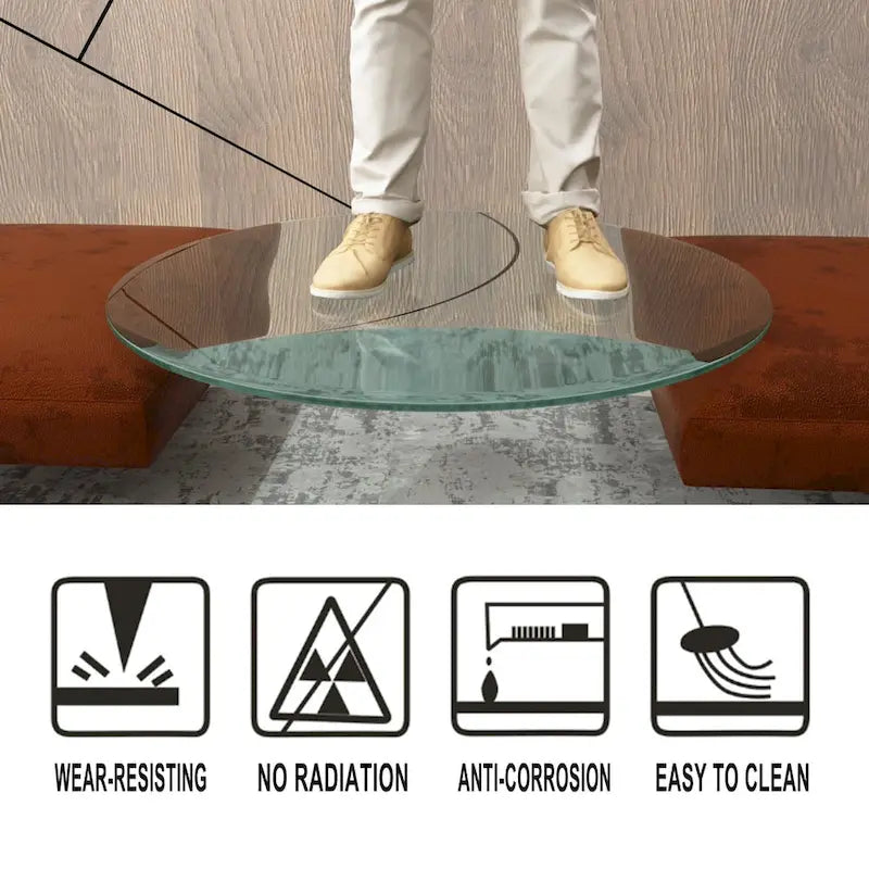 Dessus de table rond en verre trempé