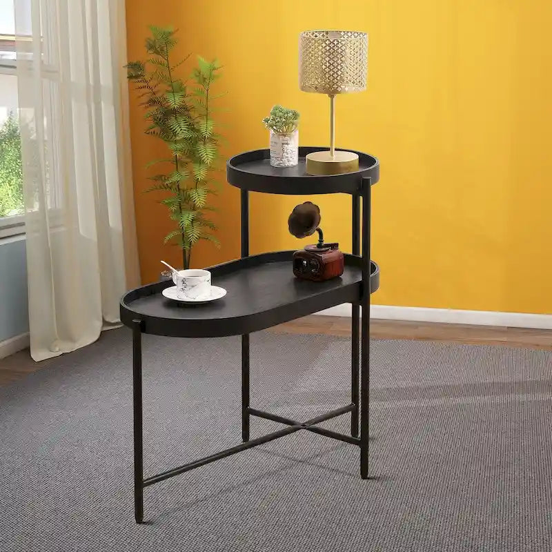 Table d'appoint double couche au design minimaliste