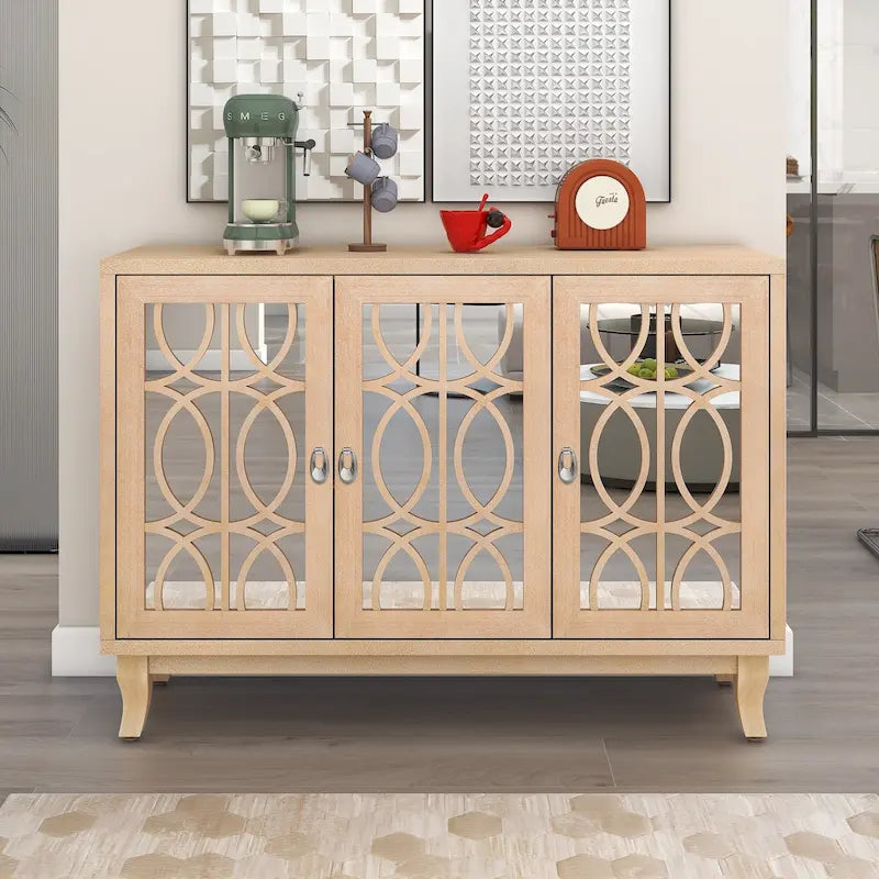 Buffet-miroir à trois portes pour salon et salle à manger