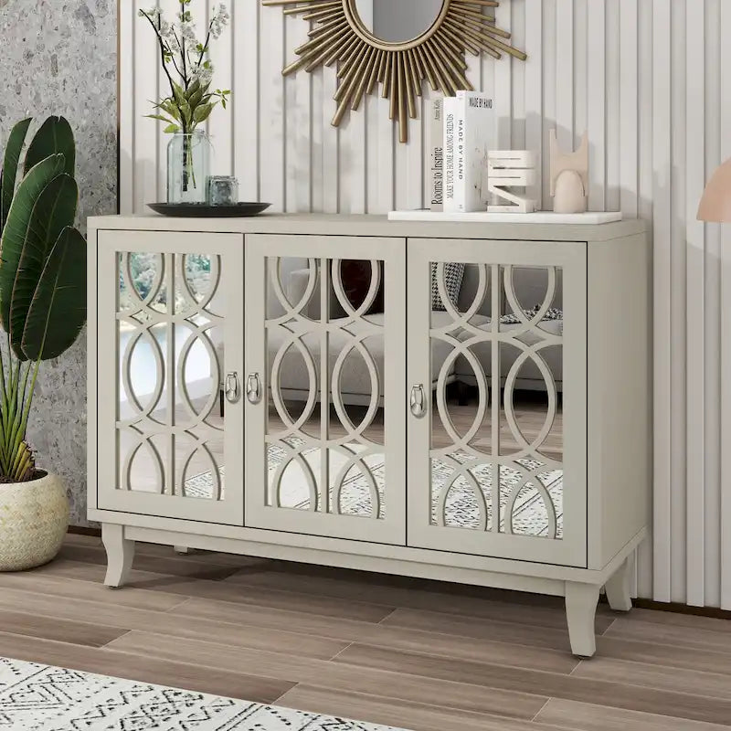 Buffet-miroir à trois portes pour salon et salle à manger