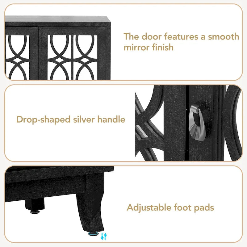 Buffet-miroir à trois portes pour salon et salle à manger