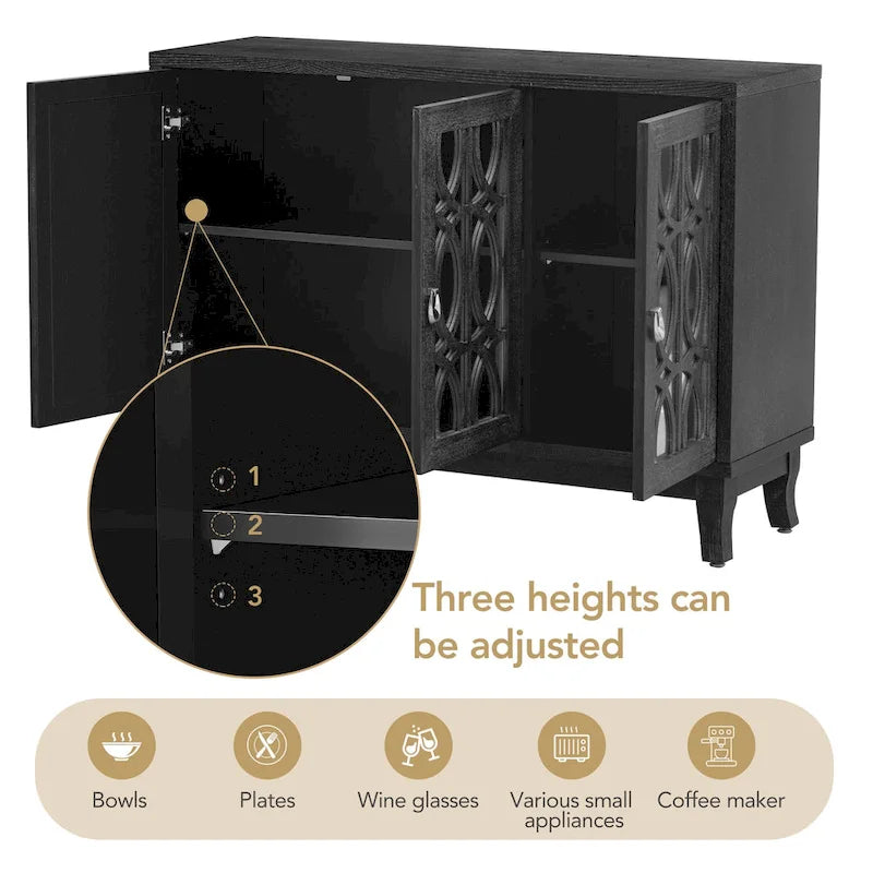 Buffet-miroir à trois portes pour salon et salle à manger