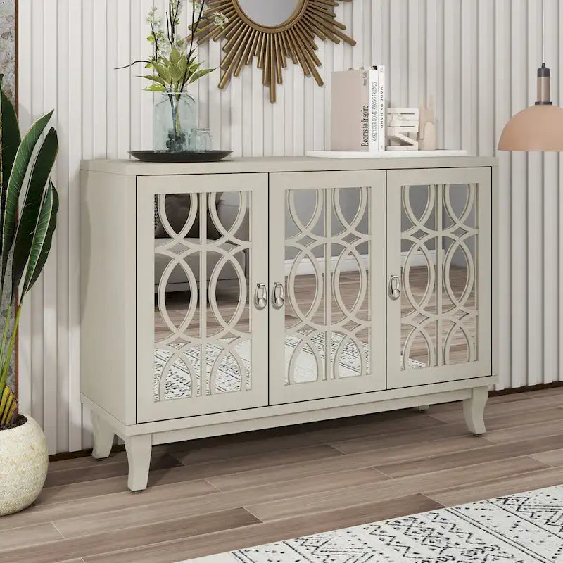 Buffet-miroir à trois portes pour salon et salle à manger