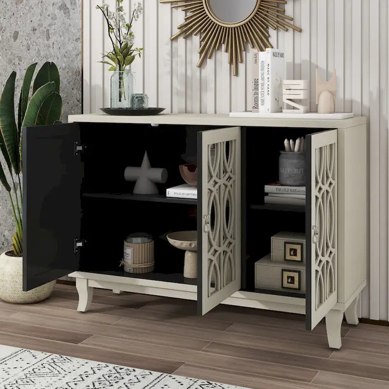 Buffet-miroir à trois portes pour salon et salle à manger