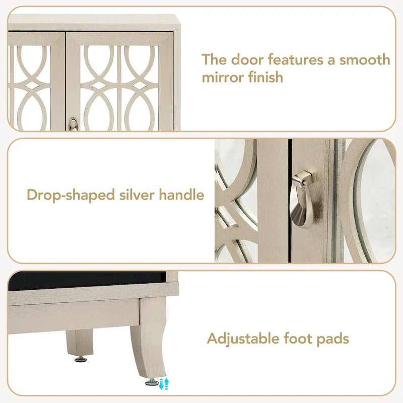 Buffet-miroir à trois portes pour salon et salle à manger
