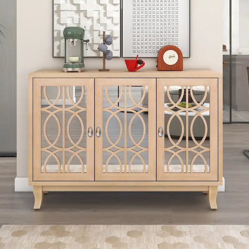 Buffet-miroir à trois portes pour salon et salle à manger