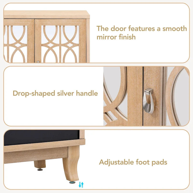 Buffet-miroir à trois portes pour salon et salle à manger